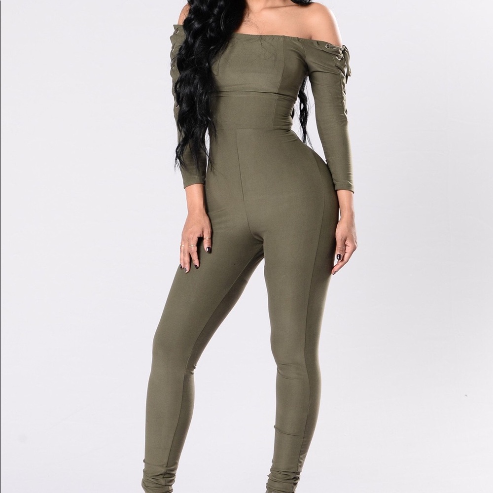 Olive Green Skintight Jumpsuit